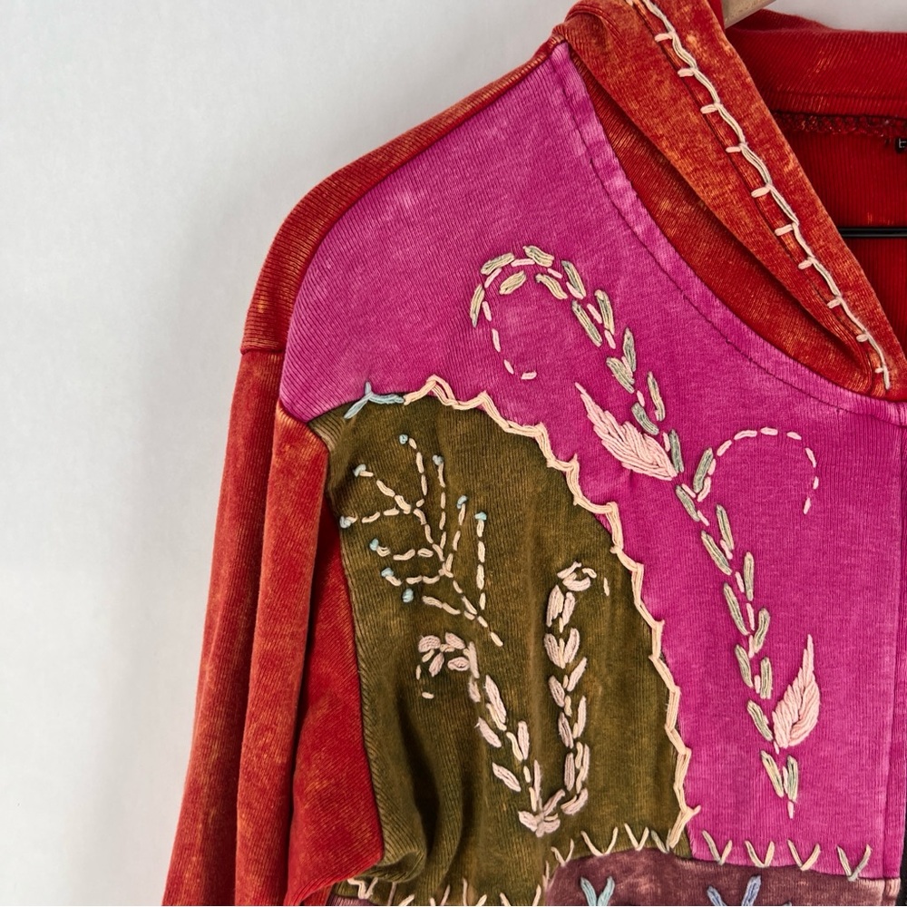 MPC Colorful Patchwork Embroidered Stitching Sip Front Hooded‎ Jacket Artsy - Picture 4 of 17